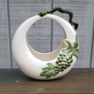 Artistic Ceramic Vase with Green Grapes Motif